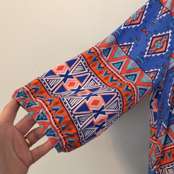 Pink Owl Aztec Patterned Blouse Split Back - Picture 3 of 7